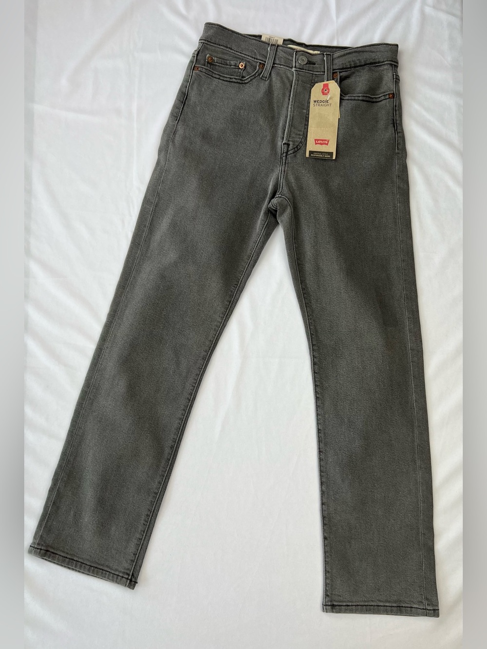 NWT Levi's | Wedgie Straight Leg Button Fly Denim Jeans Grey Womens 28 High Rise